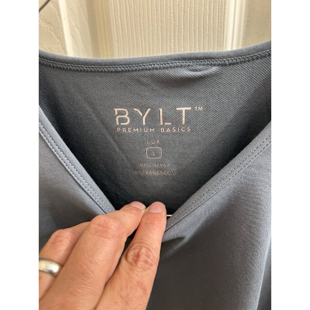 BYLT Men's Blue Premium Basics Drop Cut Long Sleeve Lux T-Shirt Size Large - Picture 6 of 9